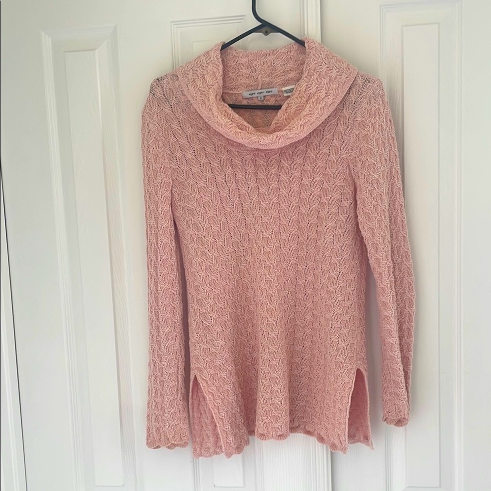 Eight Eight Eight Pink Cowl Neck Sweater with Cable Knit